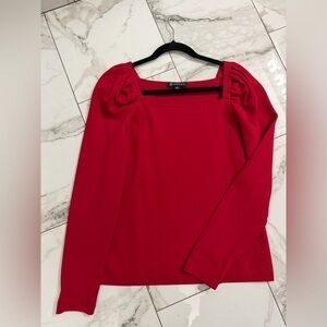 INC International Concepts Red Square Neck Blouse